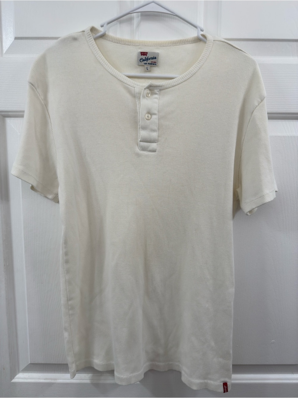 Vintage Levi's Short-Sleeve Henley Tee in Cream